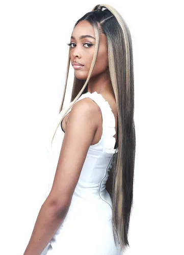 Vista 2 de Bobbi Boss Peluca de cabello sintético de encaje de 13 x 2 pulgadas, MLF416 ABIGAIL, peluca de cabello largo y lacio, pelucas de color especial