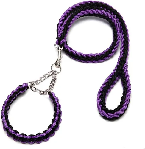 Vista 8 de Cuerda trenzada de nailon resistente, correa fuerte para perro de 4 pies y collar de entrenamiento para perros pequeños a grandes