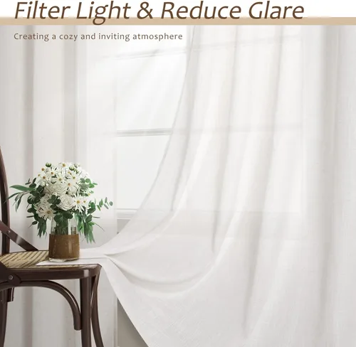 Vista 26 de Aersas Aqua Green Linen Curtains 84 Inches Long 2 Panels Set Back Tab Rod Pocket Living Room Curtain Farmhouse Rustic Light Filtering Hook Drapes