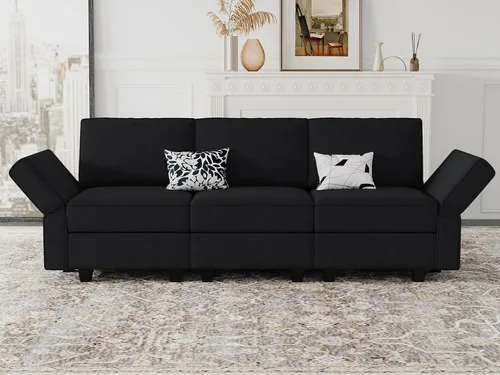 Vista 241 de Belffin Sofá modular Módulo medio con almacenamiento Accent Silla sin brazos para sofá modular seccional terciopelo negro