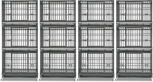 Vista 11 de Homey Pet Jaula para Perros Apilable de Servicio Pesado de 37 pulgadas, Jaula Kennel Indestructible a Prueba de Escape para Perros con Ruedas