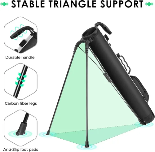 Vista 3 de Findway Bolsa de Golf con Soporte, Bolsa de Golf Pequeña para el Campo de Práctica, Par 3 y Campos Ejecutivos, Bolsa de Transporte Ligera para Palos