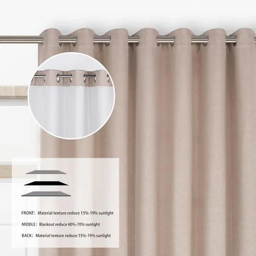 Vista 2 de LUSHLEAF Cortinas opacas para dormitorio, sala de estar, cocina, cortinas de ventana con aislamiento térmico y ojales, 2 paneles, 52 x 63 pulgadas