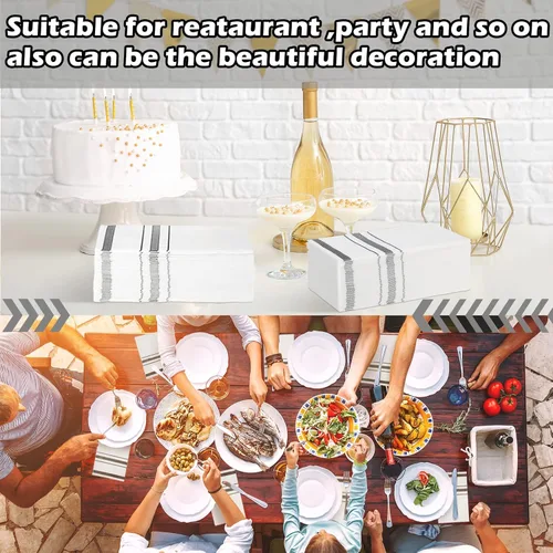 Vista 7 de Paquete de 200 toallas de mano desechables para baño, servilletas de cena, servilletas desechables para invitados, servilletas de baño decorativas