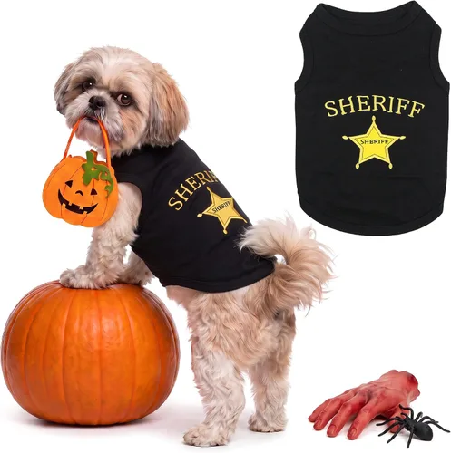 Vista 27 de Camiseta para Perro Parisian Pet - Camiseta Bordada FBI - 100% Algodón, Ropa Transpirable para Perros - Chaleco para Mascotas Sin Mangas - Camisas