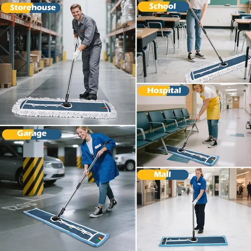 Vista 6 de MASTERTOP - Trapeador comercial de 42 pulgadas, trapeador de suelo para polvo resistente con mango largo de 52 pulgadas, grandes trapeadores