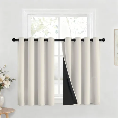 Vista 101 de Yakamok Cortinas 100% opacas para dormitorio, 2 paneles, cortinas de ventana completamente opacas, paneles de ventana con aislamiento térmico