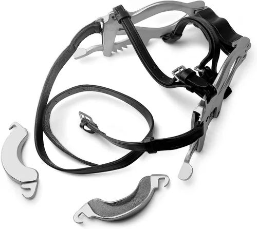 Kit dental equino para caballos, mordaza de boca de caballo de espéculo, cuatro ajustes de trinquete, mecanismo de bloqueo seguro, construcción