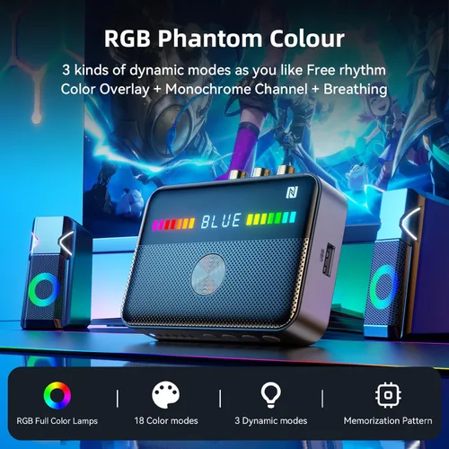 Vista 2 de M13 RGB Bluetooth 5.3 Transmisor receptor de audio, adaptador de audio Bluetooth para el hogar antiguo estéreo/altavoces TV con pantalla, USB, RCA