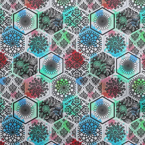 Vista 7 de oneOone Cotton Flex Dark Blue Fabric Floral DIY Clothing Quilting Fabric Print Fabric by Yard 40 Inch Wide-2H