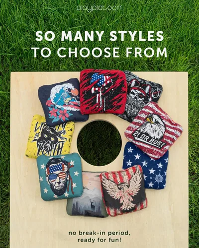 Vista 6 de Play Platoon Tournament Series Bolsas de Cornhole - Bolsas de Estilo Profesional de Doble Cara con Lado Resbaladizo y Pegajoso - Juego de 8