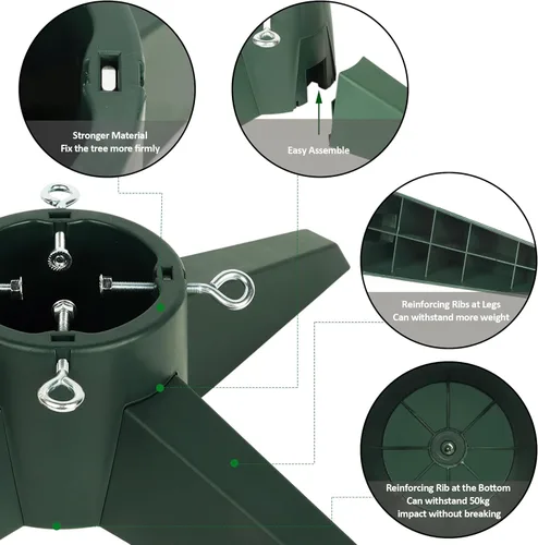 Vista 3 de FORUP - Soporte para árbol de Navidad, base para árbol de Navidad, soporte para árbol de Navidad para árboles reales, verde
