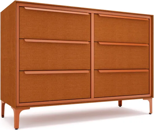 Vista 16 de Tinge Zana Cómoda de tela premium - Marco de metal resistente, 4 amplios cajones a prueba de hundimiento y estante superior de madera resistente