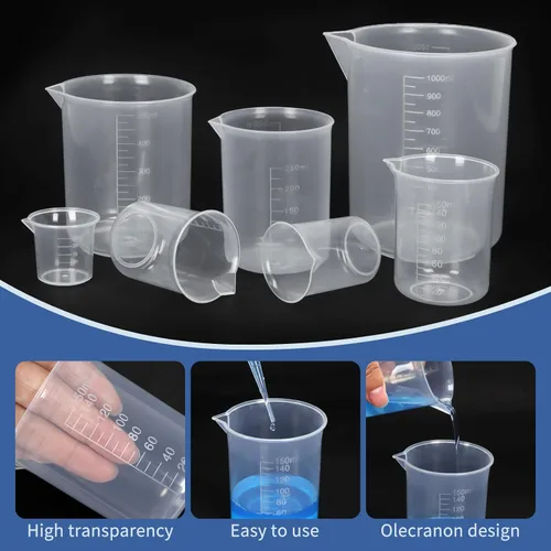 Vista 4 de Twdrer Juego de vasos de plástico de 7 tamaños, vasos de medición transparente para líquidos graduados en 1.0 fl oz/1.7 fl oz/3.4 fl oz/5.1 fl