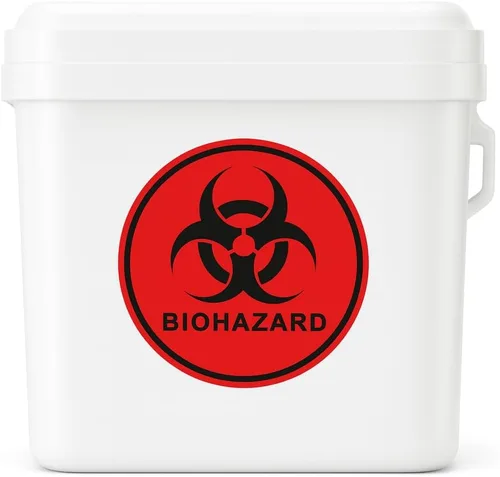 Vista 4 de Biohazard - Calcomanías de seguridad ISO (paquete de 5 calcomanías), 4 x 4 pulgadas, calcomanías para ventanas, automóviles, cajas, contenedores