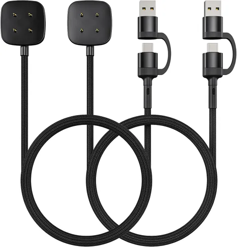 Vista 8 de Cargador 2 en 1 para Fitbit Versa 4/Sense 2/Sense/Versa 3, USB-C/A 3.3 pies de repuesto cargador de reloj inteligente para Google Pixel Watch 3/2