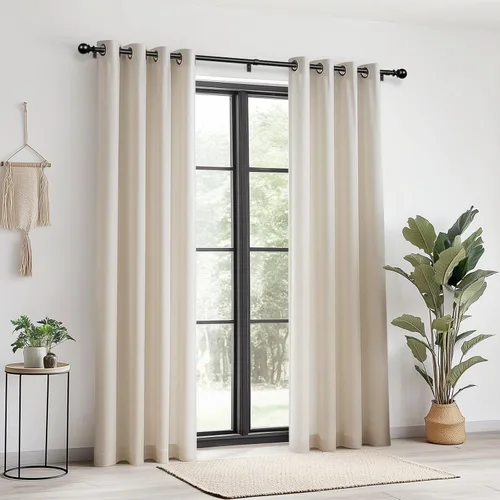 Vista 2 de Zeerobee Barras de cortina para ventanas de 16 a 24 pulgadas, barra de cortina negra ajustable de 1 pulgada resistente, poste de cortina moderno