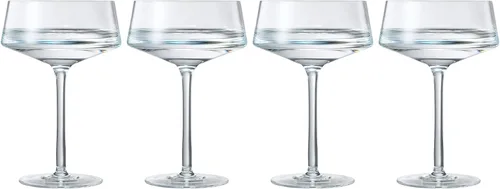 Vista 8 de Juego de 4 vasos de Martini & Champagne Coupé con cuchara plateada 10 onzas Crystal Luxury , Premium soplado a mano Cóctel clásico y copas