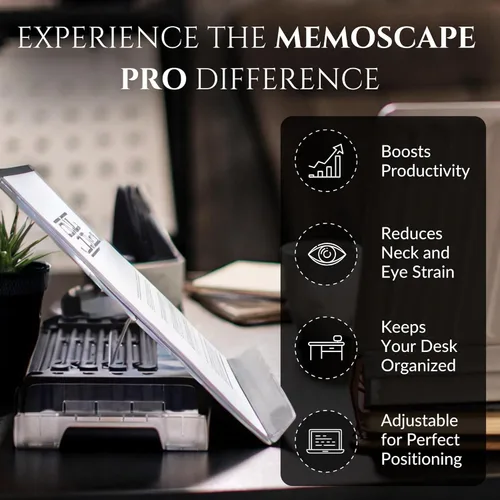 Vista 3 de MemoScape PRO - Soporte ajustable en línea para documentos para escritorio, ayuda a aumentar la productividad y reducir la tensión del cuello