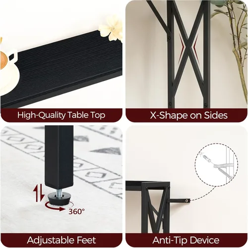 Vista 8 de MAHANCRIS Mesa de sofá estrecha de 39.4 pulgadas con estación de carga, mesa consola delgada, mesa estrecha de entrada/pasillo/sofá, para entrada