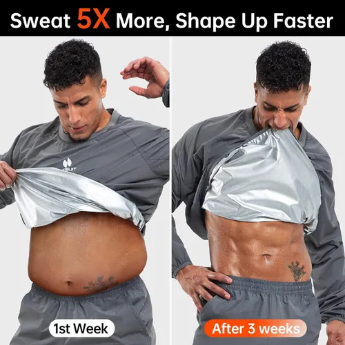 Vista 3 de HOTSUIT Traje de sauna para hombre, traje de sudor, chaqueta de entrenamiento duradera para gimnasio