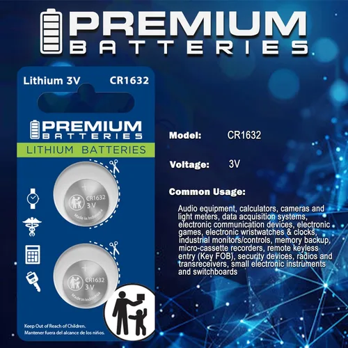 Vista 4 de Premium Batteries Batería CR1632 de litio de 3 V, caja fuerte para niños (paquete de 6)