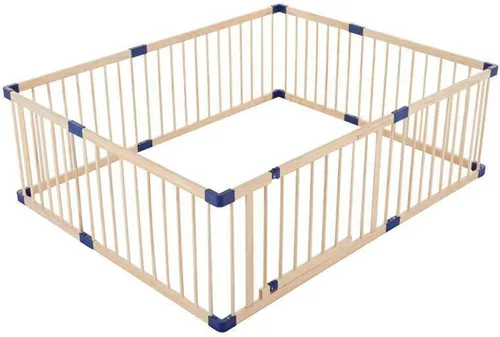 Vista 17 de Jolan Corralito de madera para bebés, valla de seguridad anticaídas, con puerta, para interiores y exteriores, centro de actividades para niños