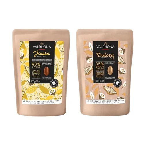 Vista 16 de Valrhona JIVARA - Discos de chocolate con leche cremosa (40 % cacao), fácil de derretir y templar, notas de vainilla y malta, para galletas