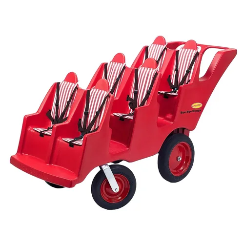 Vista 12 de Children's Factory Cochecito de 4 Pasajeros con Llantas "Fat Tire" que Nunca se Desinflan Bye-Bye Buggy, Cochecito Rojo para Múltiples Pasajeros