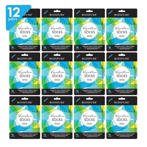 Vista 10 de Bodipure Calcetines de queratina con máscara de pie de alta calidad, calcetines hidratantes de spa en casa para pies secos agrietados, callos