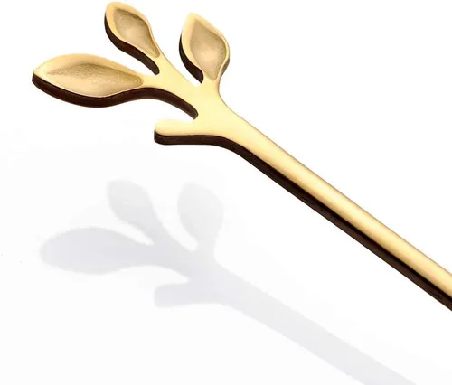 Vista 9 de AnSaw 6 cucharaditas elegantes de mango largo de hoja negra, cucharas de acero inoxidable de 7.4 pulgadas para café y té, perfectas para mezclar
