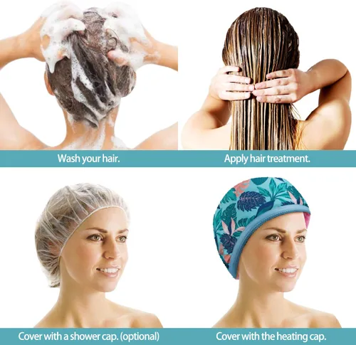 Vista 2 de VICARKO Vaporizador térmico para el cabello, con tapa térmica Cable Extendido para acondicionar profundamente el cabello negro natural, tratamiento