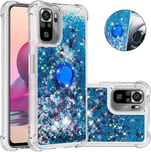 Vista 2 de Funda a prueba de golpes para Xiaomi Redmi Note 10S/Note 10 4G, brillante brillante corazón de diamante arco iris arena movediza transparente TPU