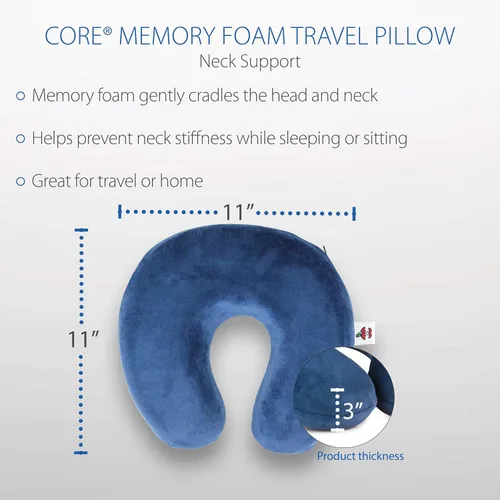Vista 6 de Core Products Almohada de viaje, soporte ortopédico para el cuello, viajes en avión, plegable, uso portátil, espuma viscoelástica para sentarse