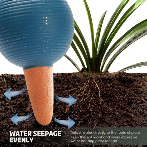 Vista 3 de Juego de 4 globos de riego automático de terracota de 14 onzas para plantas en maceta, bombillas de riego con tapones de corcho, picos de riego