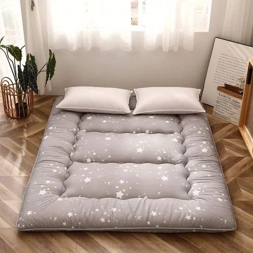 Vista 168 de Colchón futón japonés de piso gris constelación, de piso tatami, portátil, para acampar, para niños, sofá cama plegable enrollable con protector