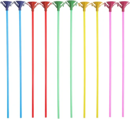 PRETYZOOM 100 palos y copas para globos, coloridos soportes de globos de plástico para cumpleaños, bodas, vacaciones, celebraciones, eventos