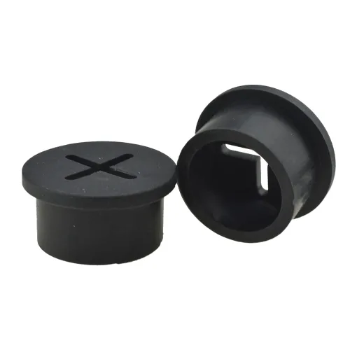 Vista 4 de HAHIYO 4 piezas 0.8 pulgadas/20 mm de goma flexible negra para escritorio Ojal de cable de escritorio para gestión de cables Cubierta de agujero