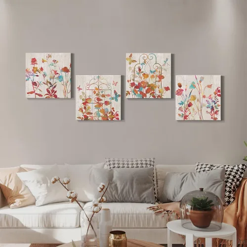 Vista 62 de Wexford Home Colección de primavera de jardín de campo francés, colección de primavera, juego de 4 paneles para decoración de pared de oficina