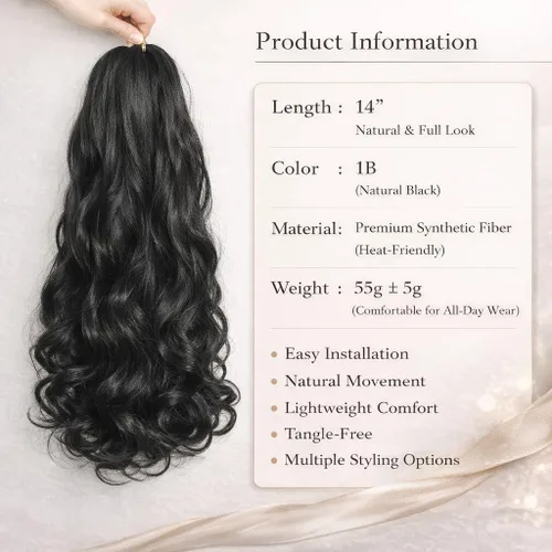 Vista 3 de YUUYEE Cabello rizado con trenzas francesas de 14 pulgadas, 8 paquetes de cabello rizado preestirado con ondas sueltas y trenzas de ganchillo de 1b