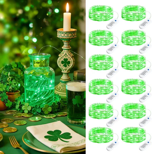 Vista 16 de Minetom Paquete de 20 luces de hadas que funcionan con pilas, 8 modos y temporizador, 7 pies, 20 LED, 6 colores, impermeable, alambre plateado
