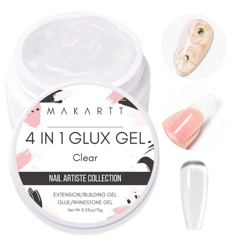 Vista 2 de Makartt Gel 4 en 1 Glux Gel Clear Solid Nail Extension Gel Constructor de Uñas Gel Constructor de Uñas de 0.5 fl oz UV Paquete de pegamento de uñas