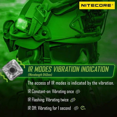 Vista 6 de Nitecore NU06 MI (NU06MI) 4 fuentes de luz IR infrarrojos señal de identificación táctica luz de seguridad USB-C con accesorios para riel