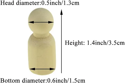 Vista 2 de HAHIYO 1.4 pulgadas, 25 unidades de muñecas de madera con forma de papá, muñecas de madera sin terminar, figuras de madera, cuerpos de muñeca