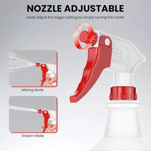 Vista 3 de LiBa Botellas pulverizadoras (paquete de 4, 16 onzas), botellas de spray vacías recargables para soluciones de limpieza, spray para el cabello