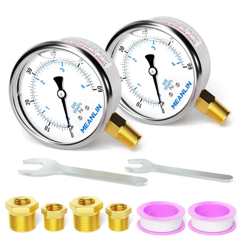 Vista 352 de MEANLIN MEASURE - Vacuómetro de presión de vacío de acero inoxidable, esfera con cara de 2.5 pulgadas, NPT de 1/8 de pulgada, montaje trasero