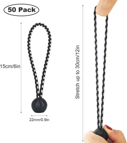 Vista 2 de LOOGI Cuerdas elásticas de bola, cuerdas de amarre elásticas resistentes a los rayos UV para toldo, lona, campamento