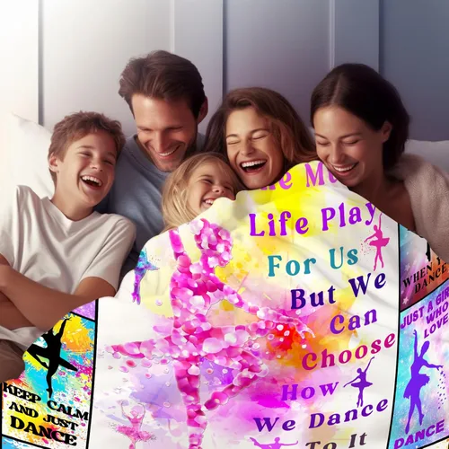 Vista 5 de Manta de baile suave y acogedora para cama, sofá, manta temática de baile, regalos de cumpleaños para adolescentes, niñas, profesores, mujeres, 50 x