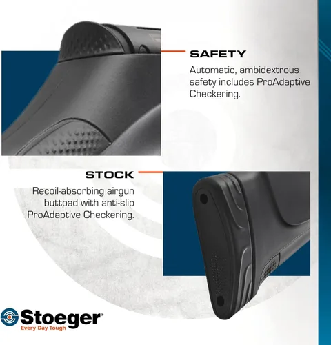 Vista 4 de Stoeger Combo S6000-E - Calibre .177 - Sintético negro con paquete de muestras de pellets X-Family