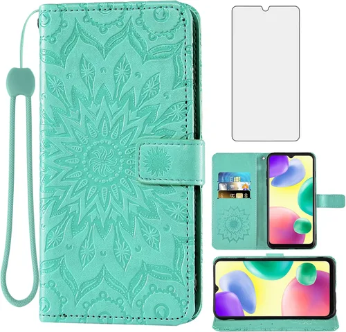 Vista 9 de Asuwish Funda de teléfono para Xiaomi Redmi 10A/9C Wallet Cases con protector de pantalla de vidrio templado, funda delgada con tapa abatible